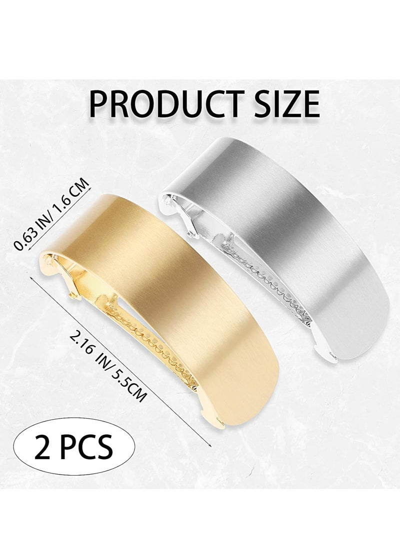 Oasisgalore 2 Pcs Metal Ponytail Cuffs, Gold & Silver Hair Clips, Large Retro Barrettes for Women & Girls  - Image 2