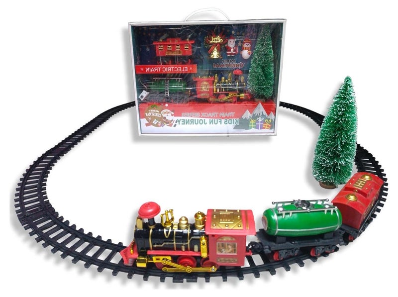 TOY GARDEN Christmas Train Set - Toy Train Set with Lights and Sounds, Round Railway Tracks for Under / Around The Christmas Tree Gift for Kids Children - Image 1