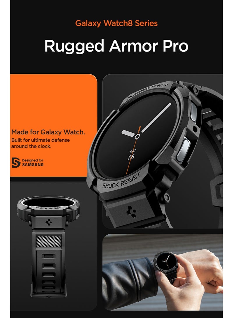 Spigen Rugged Armor Pro for Samsung Galaxy Watch 8 44mm Case with Band (2025) - Matte Black - Image 3