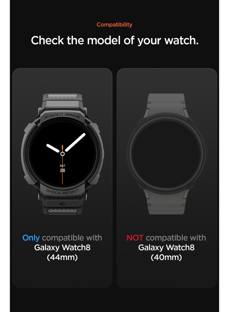 Spigen Rugged Armor Pro for Samsung Galaxy Watch 8 44mm Case with Band (2025) - Matte Black - Image 2