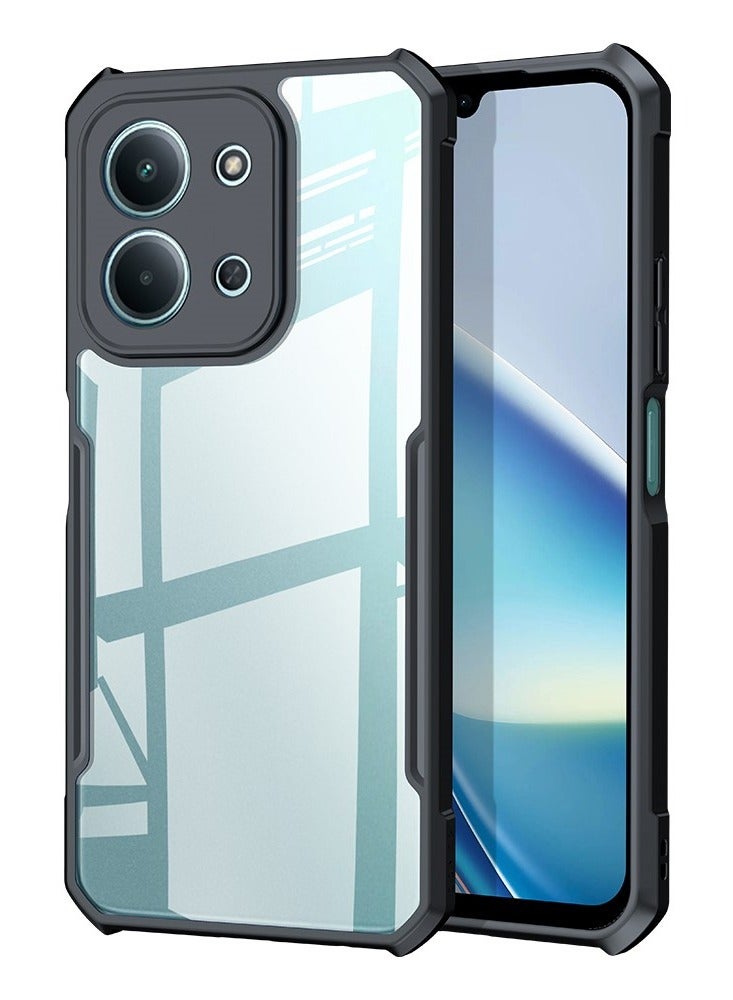 O Ozone Case For Xiaomi Redmi 15C 4G Clear Back Cover Case with Rugged Black TPU Bumper, Shockproof Reinforced CornersProtective Back Case- Black/Clear