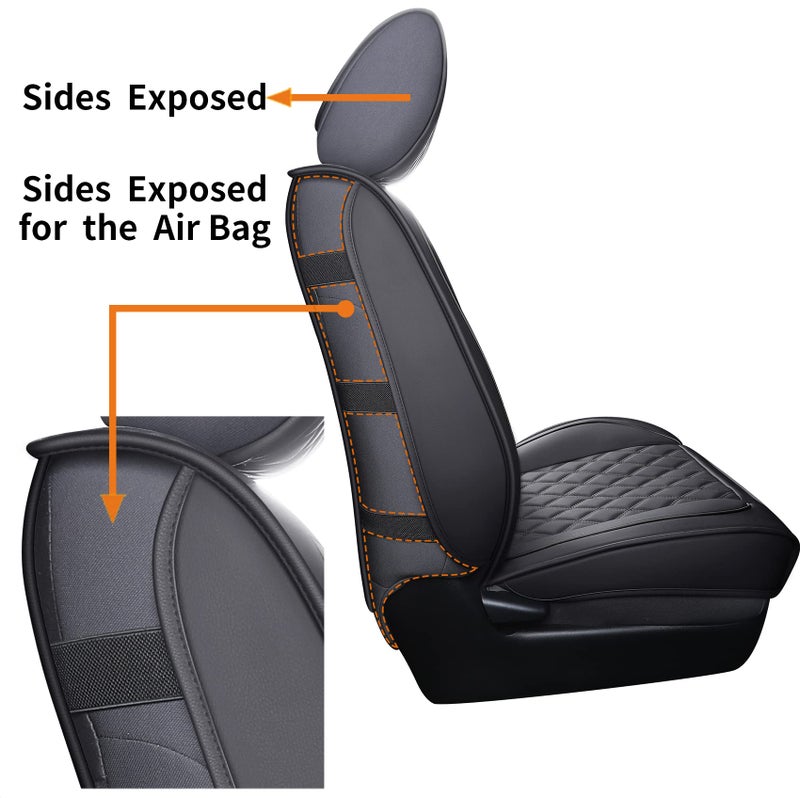 Aierxuan Toyota Tacoma Seat Covers Custom Fit 2005-2025 TRD Pro Magnetic Gray Limited SX Package Double Cab Pickup Truck Waterproof Leather Front Car Cushions(2 PCS Front, Black) - Image 5