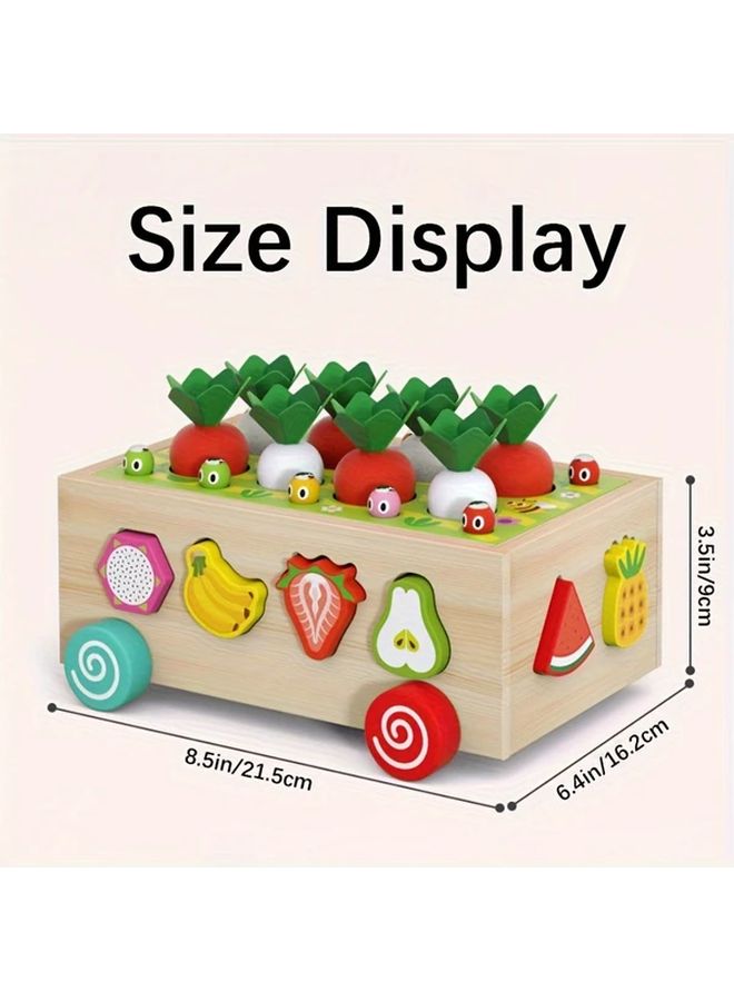 EDUTREE Wooden Farm Orchard Intelligence Car Educational Toy Set for Boys and Girls Boosts Fine Motor Skills Shape Recognition with Playful Veggies and Fruits - Image 2