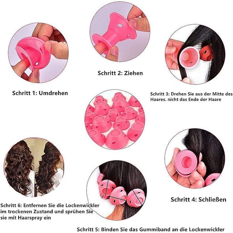 DNESHY Silicone Hair Curlers Heatless Rollers for Women. (Pink, 20 pcs) - Image 5