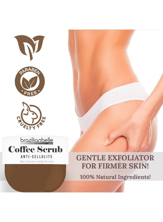 brazilian belle مقشر الجسم المقشر مع الكافيين والسكر البني معزز بملح البحر الميت الطبيعي وقهوة البرازيل أفضل مقشر للجسم مضاد للسيلوليت (81 أونصة) - Image 3
