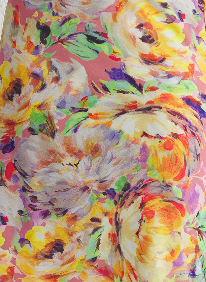 trendyol Multicolored Large Flower Patterned Fish Cut Maxi Length Woven Skirt TWOSS25ET00015 - Image 5