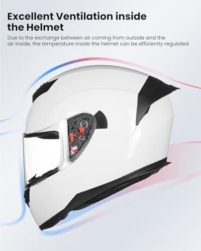 ILM Full Face Motorcycle Helmet for Motocross Street Bike DOT Certified 2 Visors Model-317(White, M) - Image 3