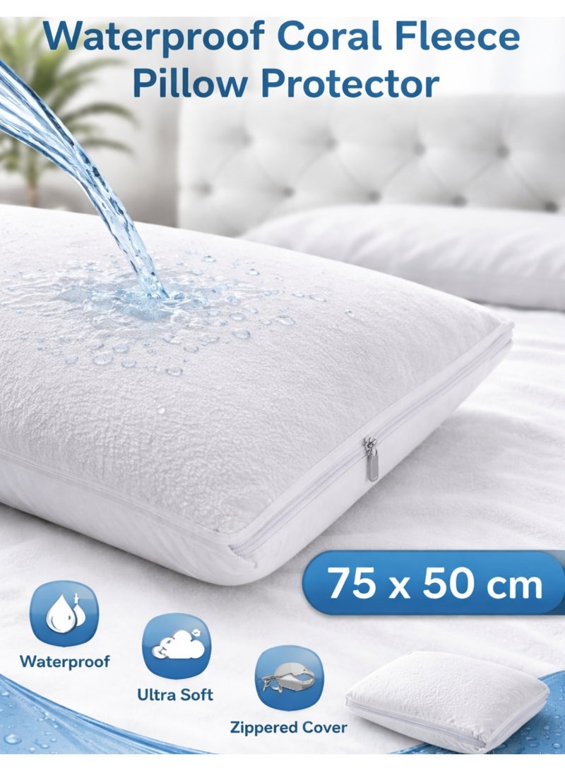 F.A.M.S Coral Fleece Pillow Protector with Zipper – 260 GSM Ultra Soft Pillow Cover, Dust & Stain Protection, 75 x 50 cm, Hotel Quality - Image 3