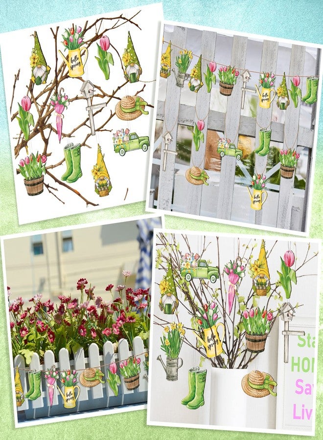 مايتيز مجموعة مايتيز المكونة من 36 قطعة من زينة أقزام عباد الشمس الخشبية، زينة زهور الربيع المعلقة، قطع خشبية مقطوعة للعطلات، زينة أقزام زهور التوليب، زينة سلة زهور الدراجة، لوازم ديكور حفلات المنزل (ربيع منعش) - Image 5