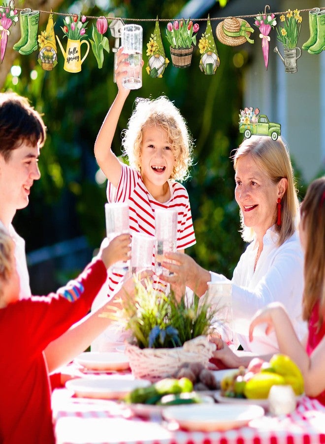 مايتيز مجموعة مايتيز المكونة من 36 قطعة من زينة أقزام عباد الشمس الخشبية، زينة زهور الربيع المعلقة، قطع خشبية مقطوعة للعطلات، زينة أقزام زهور التوليب، زينة سلة زهور الدراجة، لوازم ديكور حفلات المنزل (ربيع منعش) - Image 4