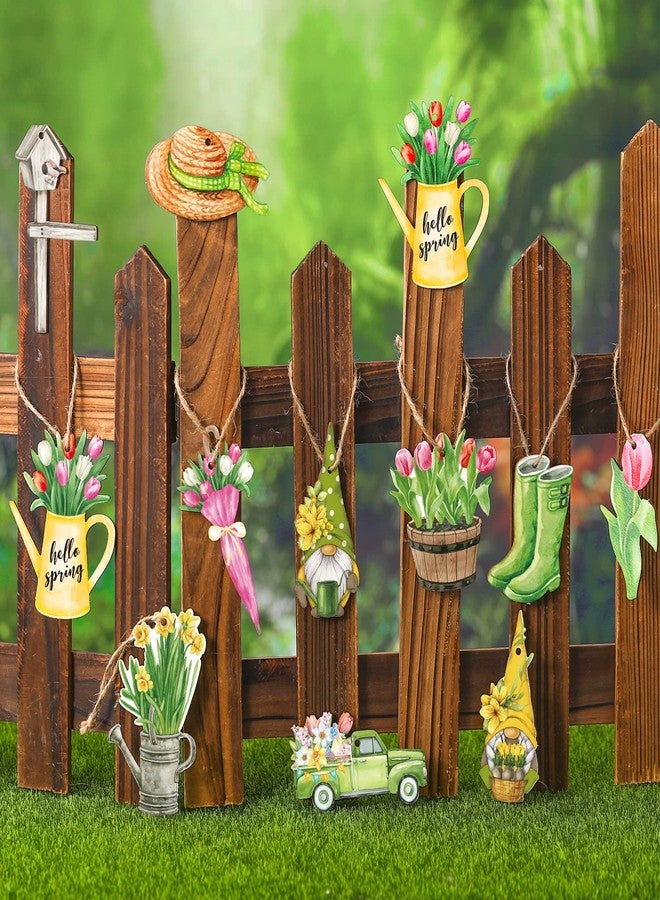 مايتيز مجموعة مايتيز المكونة من 36 قطعة من زينة أقزام عباد الشمس الخشبية، زينة زهور الربيع المعلقة، قطع خشبية مقطوعة للعطلات، زينة أقزام زهور التوليب، زينة سلة زهور الدراجة، لوازم ديكور حفلات المنزل (ربيع منعش) - Image 2