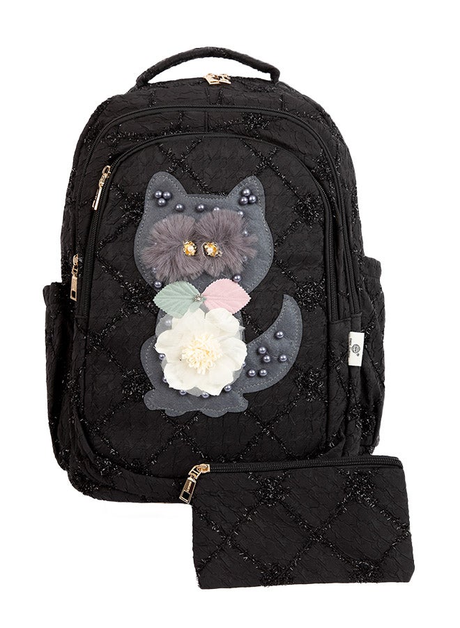 بريما PRIMA شنطه مدرسيه ظهر مطرزه 18" - خيوط متينة تقاوم التلف، سوست قوية ضد التمزق أو الانغلاق، حقيبة مقلمة مجانية، تصميمات كارتون لطيفة مثالية للمدرسة والحياة اليومية - Image 1