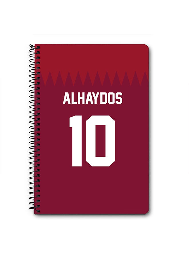 Stylizedd Designer A5 Spiral Notebook Memo Notepad Journal - Football Team - Qatar Player Name - Alhaydos - Image 1