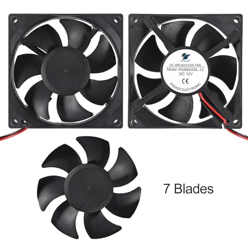 PGSA2Z 4 Pack 80mm Cooling Fan 80x80x25mm DC 12V Brushless Computer Case Fan with 2-Pin XH2.54 Connector for PC DIY Electronics - Image 3