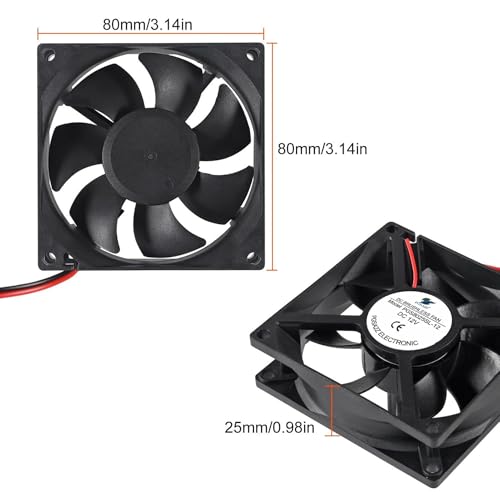 PGSA2Z 4 Pack 80mm Cooling Fan 80x80x25mm DC 12V Brushless Computer Case Fan with 2-Pin XH2.54 Connector for PC DIY Electronics - Image 2