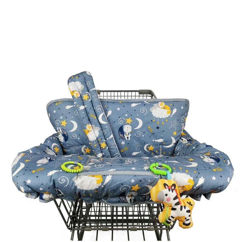 ICOPUCA Shopping cart Cover, cart Cover for Babies, Padded high Chair Cover, Split Reversible seat Cushion, Cell Phone Pouch, Collection Pocket, Neutral for boy or Girl - Image 1