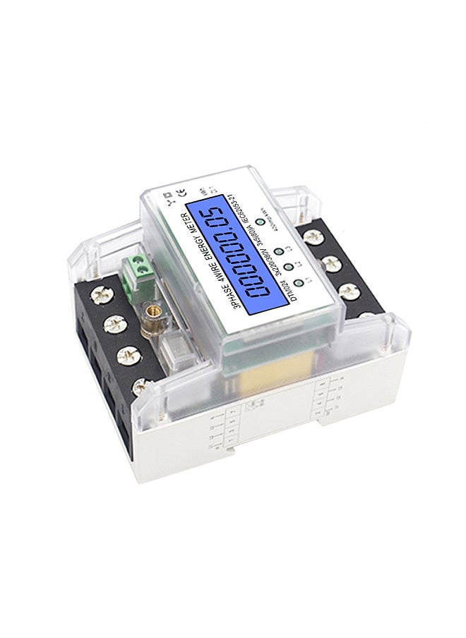 Generic - 3 Phase 4 Wire Energy Meter 220/380V 5-80A Energy Consumption kWh Meter DIN Rail Installation Digital Electric Power Meter with LCD Backlight Display - Image 1