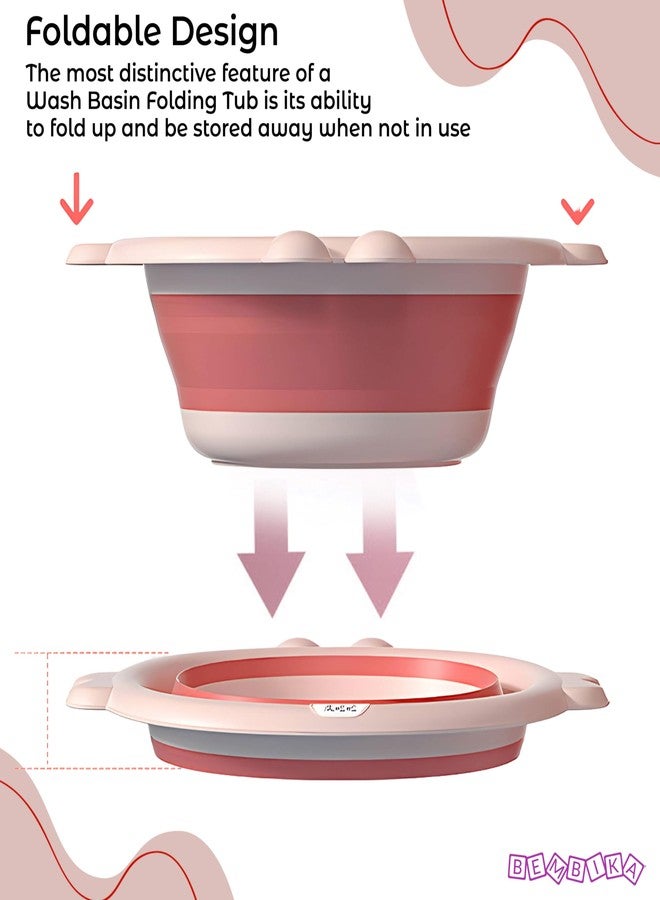 Bembika Baby Essential Baby Wash Basin Foldable Lightweight Portable Multipurpose Wash Basin for Baby, Toddler & Kids - (Bee Pink) - Image 3