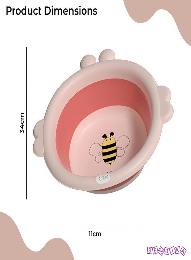 Bembika Baby Essential Baby Wash Basin Foldable Lightweight Portable Multipurpose Wash Basin for Baby, Toddler & Kids - (Bee Pink) - Image 4