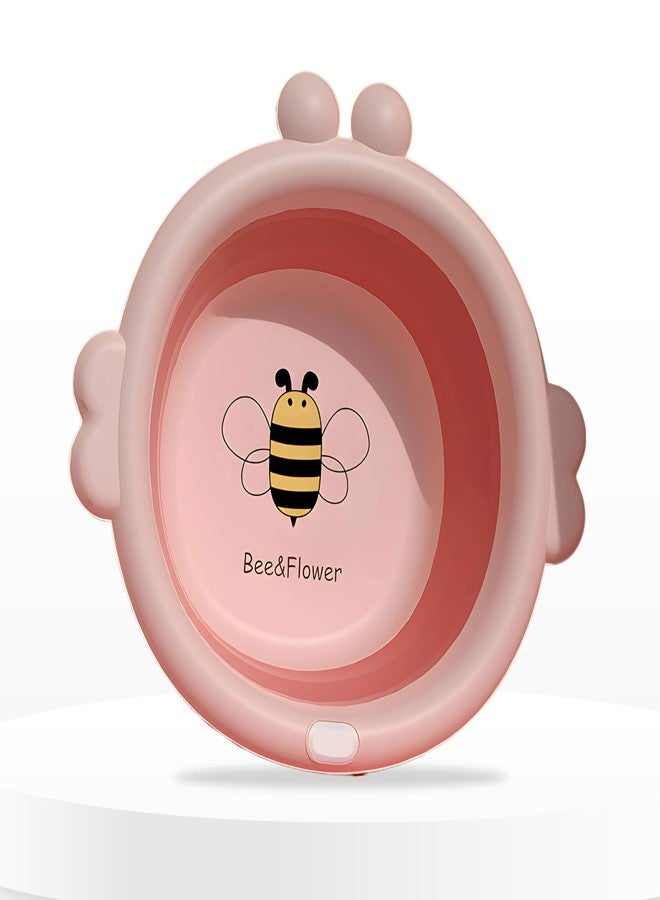Bembika Baby Essential Baby Wash Basin Foldable Lightweight Portable Multipurpose Wash Basin for Baby, Toddler & Kids - (Bee Pink) - Image 1