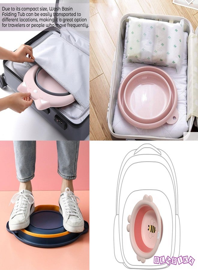 Bembika Baby Essential Baby Wash Basin Foldable Lightweight Portable Multipurpose Wash Basin for Baby, Toddler & Kids - (Bee Pink) - Image 5