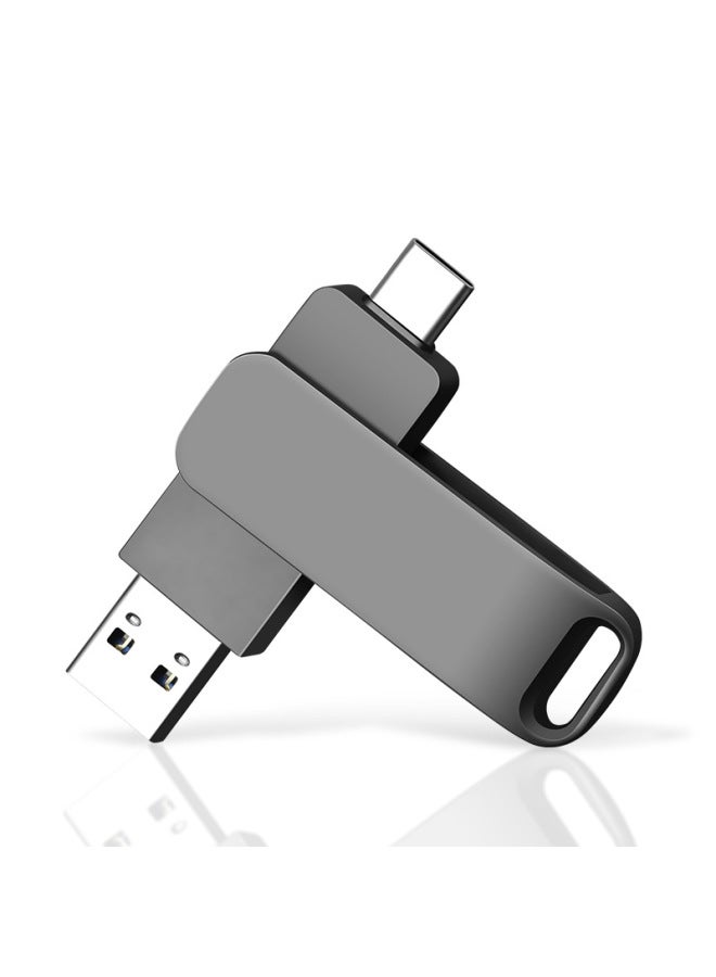 Metal 128g Mobile Phone USB Type-C Dual Interface Computer Dual-Use 64g High-Speed Expansion Office USB 256g-Color:Gunmetal Color-Capacity:USB2.0 64GB - Image 1