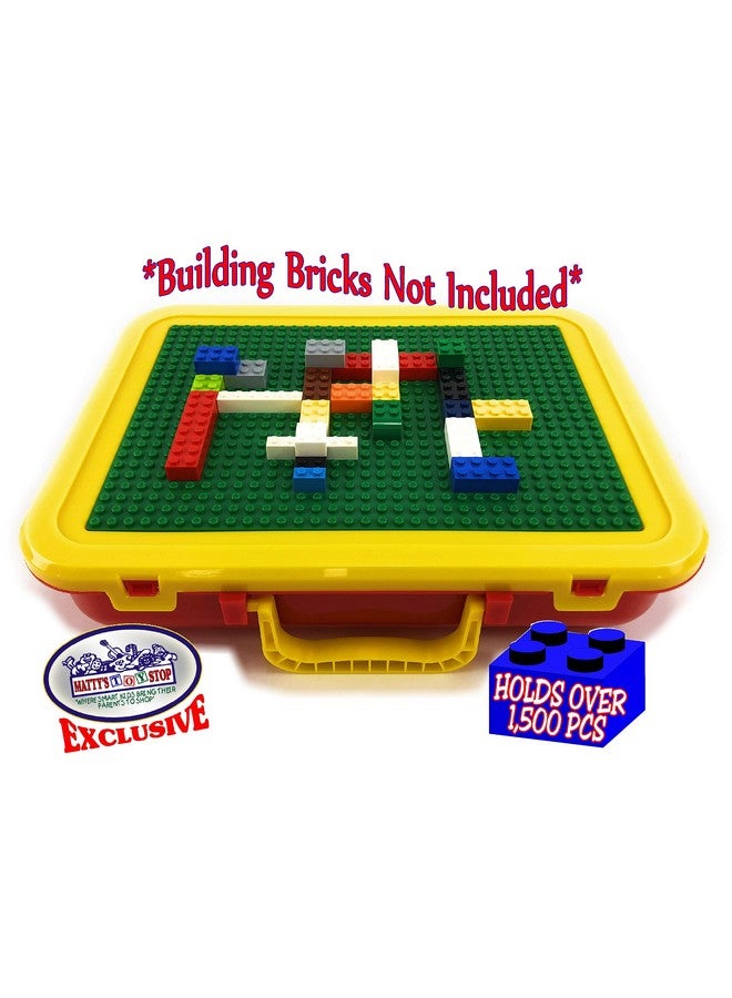 Matty's Toy Stop Matty's Toy Stop Brik-Kase 2-GO 13" Travel, Building, Storage & Organizer Container Case with Building Plate Lid (Holds Approx 1,500pcs) - Compatible with All Major Brands (Red, Green & Yellow)  - Image 3