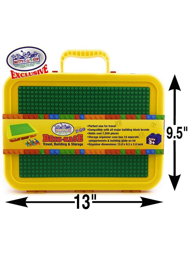 Matty's Toy Stop Matty's Toy Stop Brik-Kase 2-GO 13" Travel, Building, Storage & Organizer Container Case with Building Plate Lid (Holds Approx 1,500pcs) - Compatible with All Major Brands (Red, Green & Yellow)  - Image 5