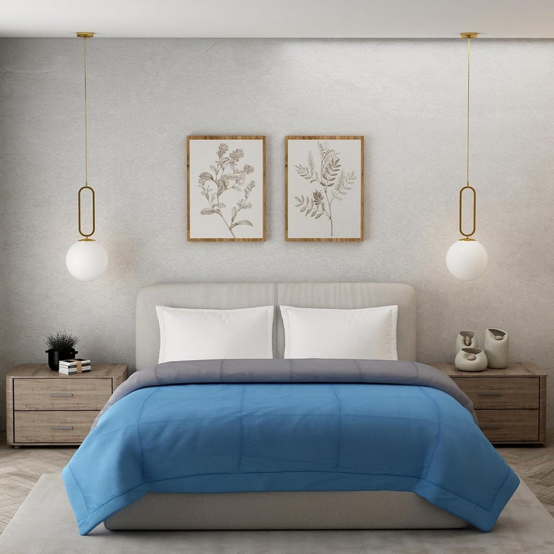 Elarra Home Single Reversible Comforter Cobalt Charcoal 180GSM Microfiber - Image 1