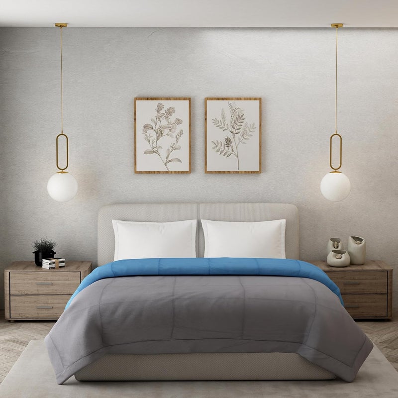 Elarra Home Single Reversible Comforter Cobalt Charcoal 180GSM Microfiber - Image 2