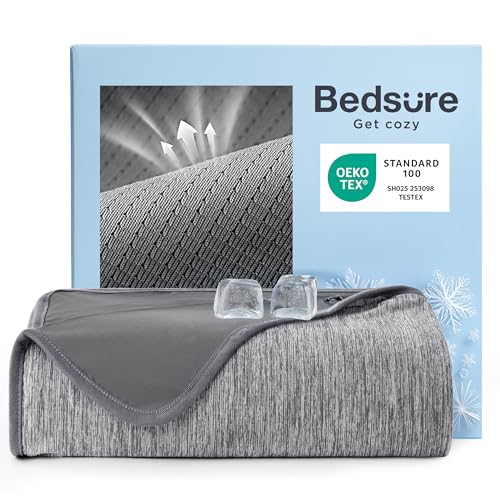 Bedsure Summer Cooling Blanket Twin XL for Hot Sleepers with Sports Mesh Design, Arc-Chill Q-Max 0.4 Lightweight Breathable Ice Cold Blankets for College Dorm, 60 x 90 Inches, Mesh Grey - Image 1