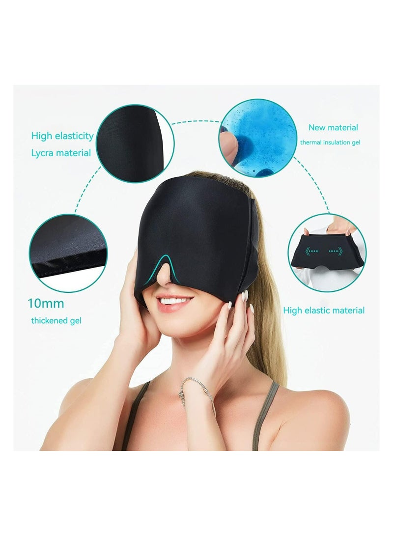 Migraine Ice Head Wrap, Form Fitting Gel Headache Relief Hat, Cold Therapy Cap Pack Mask, Compress for Tension, Sinus Stress, Black - Image 1