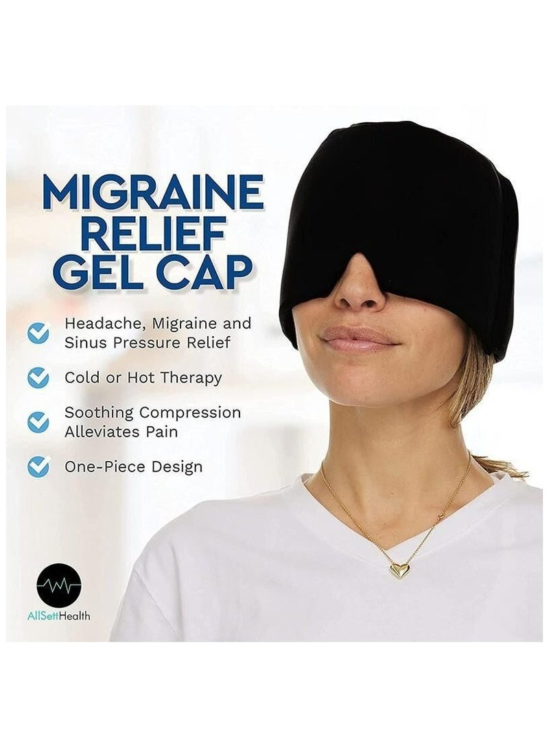 Migraine Ice Head Wrap, Form Fitting Gel Headache Relief Hat, Cold Therapy Cap Pack Mask, Compress for Tension, Sinus Stress, Black - Image 2