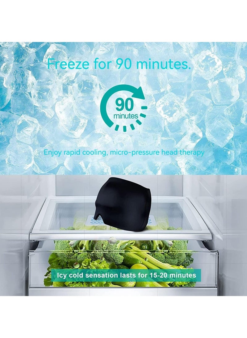 Migraine Ice Head Wrap, Form Fitting Gel Headache Relief Hat, Cold Therapy Cap Pack Mask, Compress for Tension, Sinus Stress, Black - Image 3