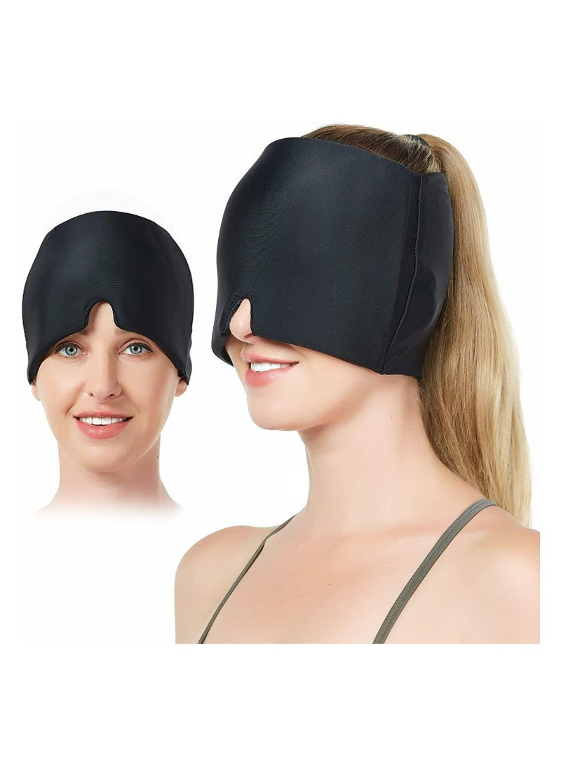 Migraine Ice Head Wrap, Form Fitting Gel Headache Relief Hat, Cold Therapy Cap Pack Mask, Compress for Tension, Sinus Stress, Black - Image 4