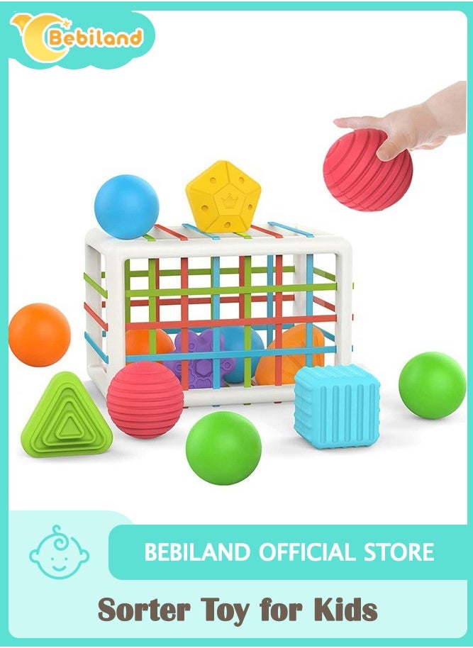 Bebiland Baby Sorter Toy with Colorful Soft Cuboid and 12 Multi Sensory Shapes  - Image 1