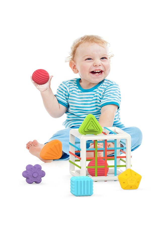 Bebiland - Baby Sorter Toy with Colorful Soft Cuboid and 12 Multi Sensory Shapes - Image 1