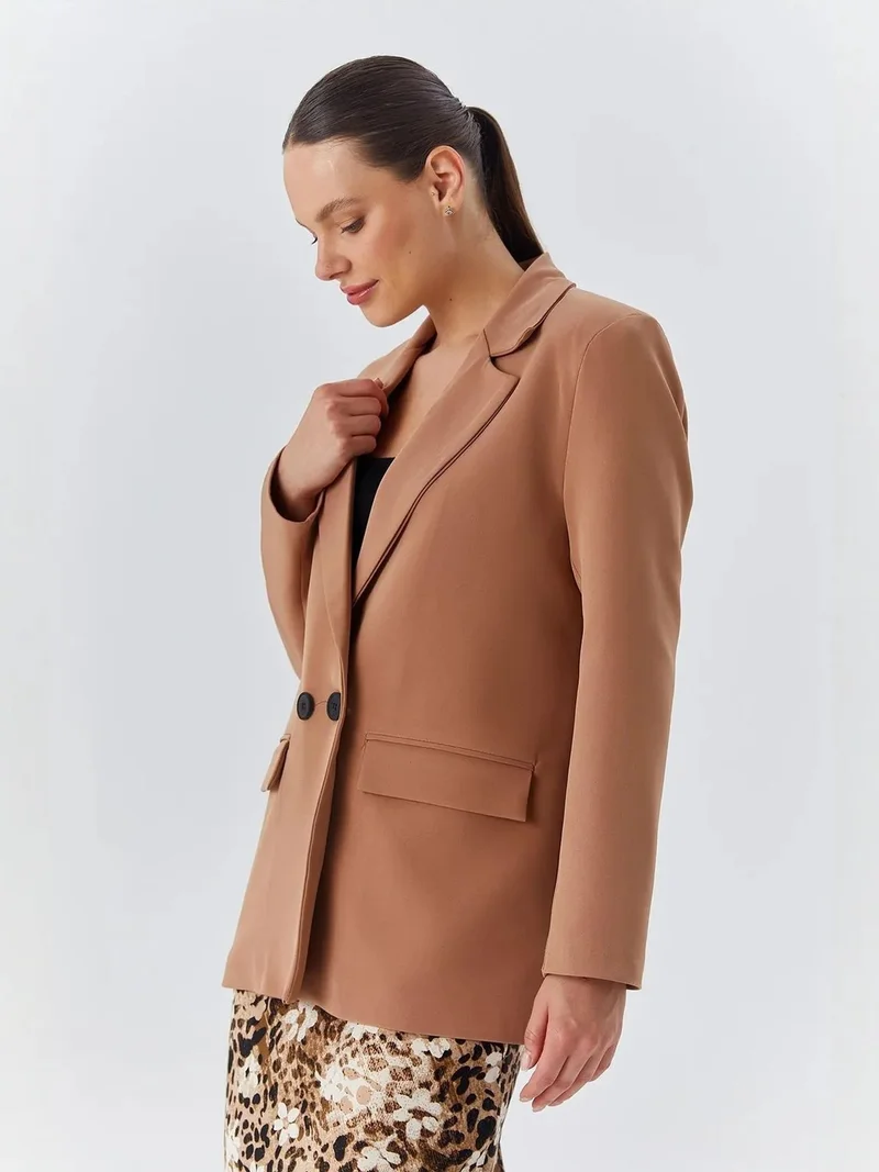 ميكسراي MIXRAY Long faux leather blazer