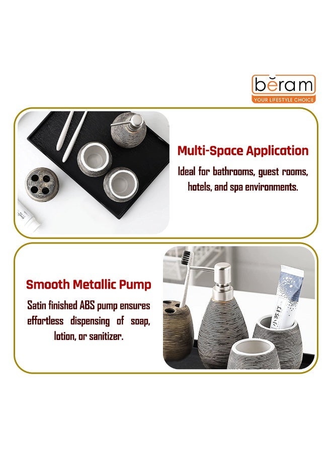Beram 4-Piece Bathroom Accessory Set – Includes soap dispenser tumbler dual-slot toothbrush holder and multipurpose holder - Image 2