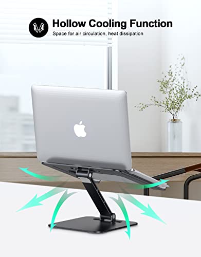 RIWUCT Foldable Laptop Stand, Height Adjustable Ergonomic Computer Stand for Desk, Aluminum Portable Laptop Riser Holder Mount Compatible with MacBook Pro Air, HP, Dell 10-16" (Black) - Image 3