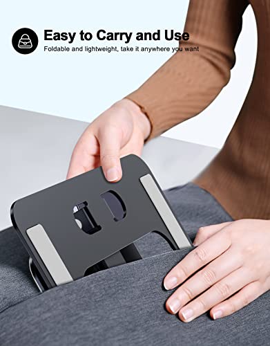 RIWUCT Foldable Laptop Stand, Height Adjustable Ergonomic Computer Stand for Desk, Aluminum Portable Laptop Riser Holder Mount Compatible with MacBook Pro Air, HP, Dell 10-16" (Black) - Image 4