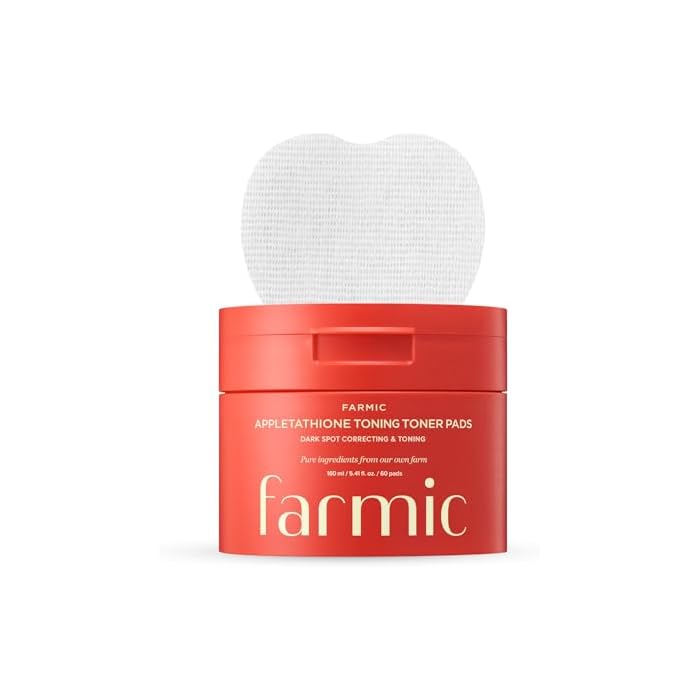 Appletathione Toning Toner Pads for Dark Spots & Uneven Tone Refinement with Apple+Glutathione, Niacinamide, LHA & PHA, 160ml/5.41fl.oz./60 Pads