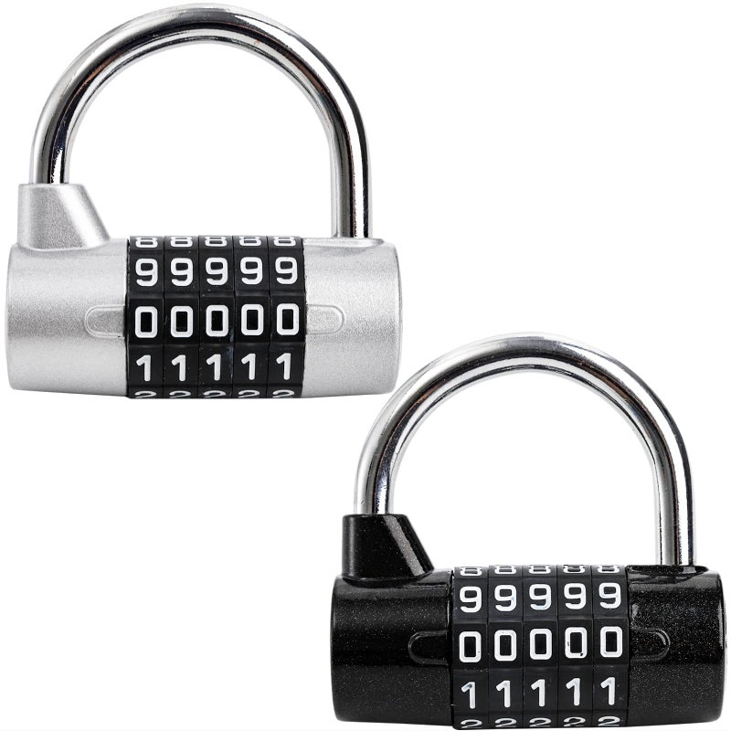 Hedume 2 Pack 5Digit Horizontal Combination Padlock 5 Digit Combination Lock Password Lock for School Gym Locker Sports Locker Fence Toolbox Gate Case Hasp Storage