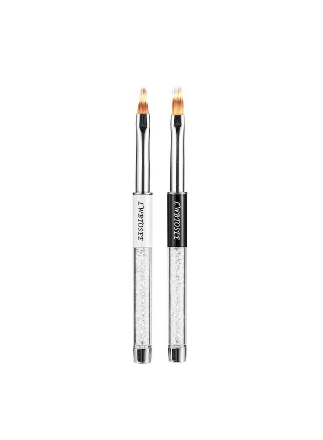 LWBTOSEE 2Pcs Nail Ombre Brush Nail Art Painting Pen Brush Uv Gel Polish Gradient Color Rhinestone Crystal Acrylic Nail Drawing Pen - Image 1