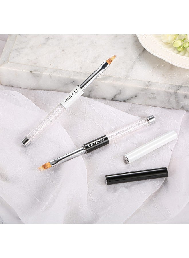 LWBTOSEE 2Pcs Nail Ombre Brush Nail Art Painting Pen Brush Uv Gel Polish Gradient Color Rhinestone Crystal Acrylic Nail Drawing Pen - Image 5