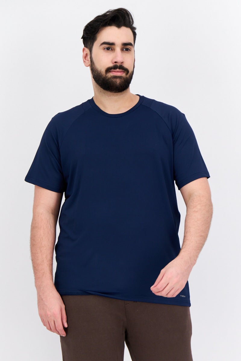 MOTION Men Sportswear Fit Short Sleeve Training T-Shirts, Navy Blue - Image 1