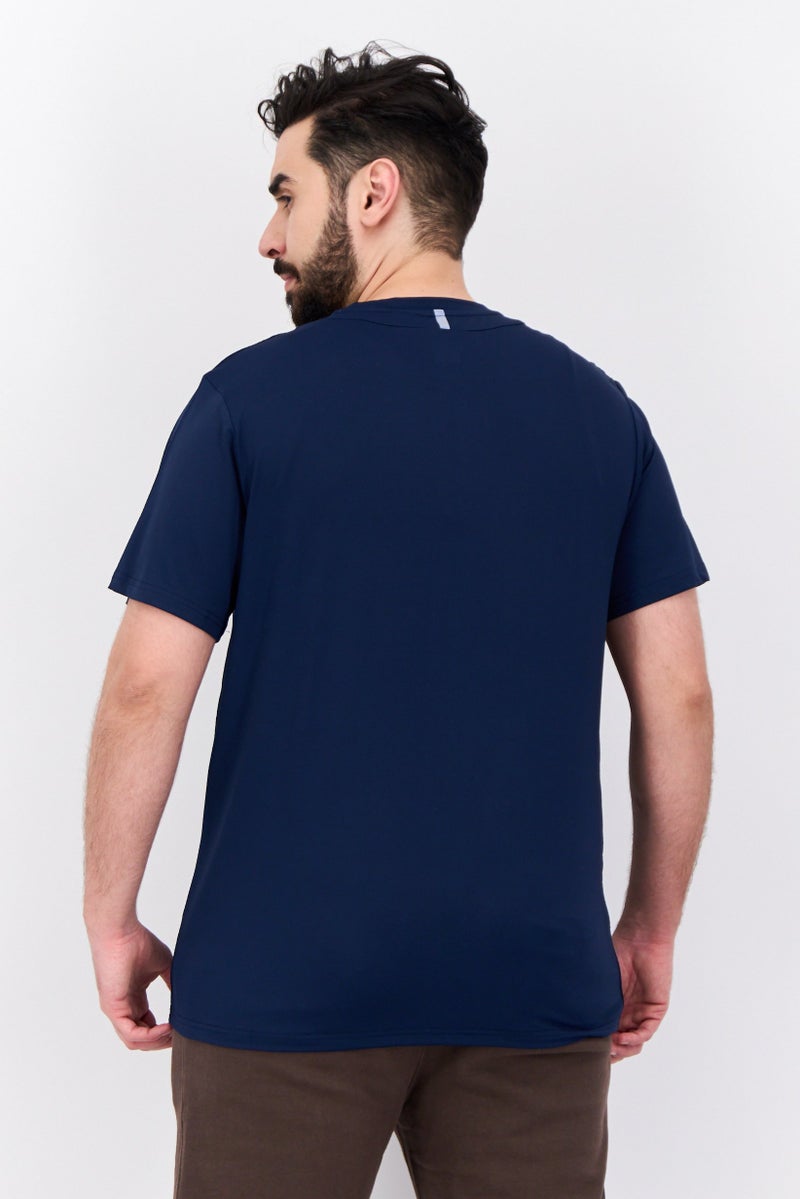 MOTION Men Sportswear Fit Short Sleeve Training T-Shirts, Navy Blue - Image 3