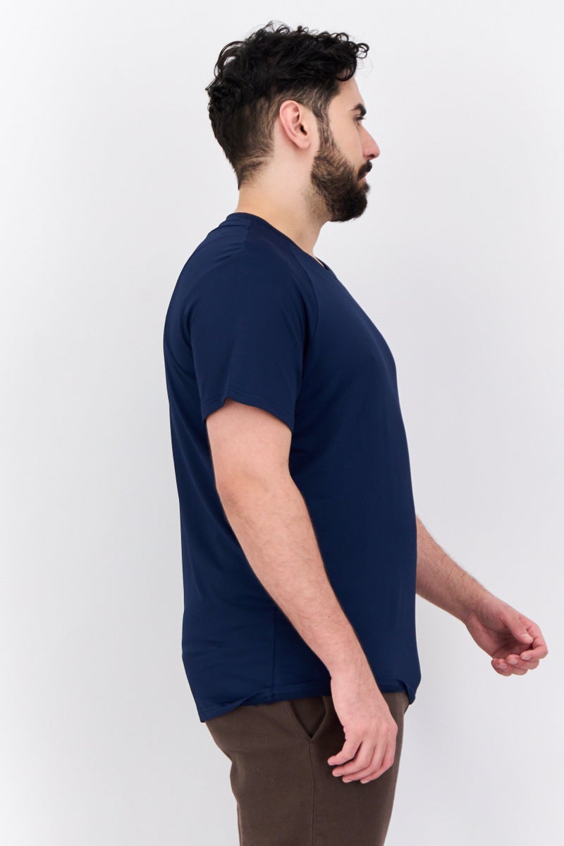 MOTION Men Sportswear Fit Short Sleeve Training T-Shirts, Navy Blue - Image 2