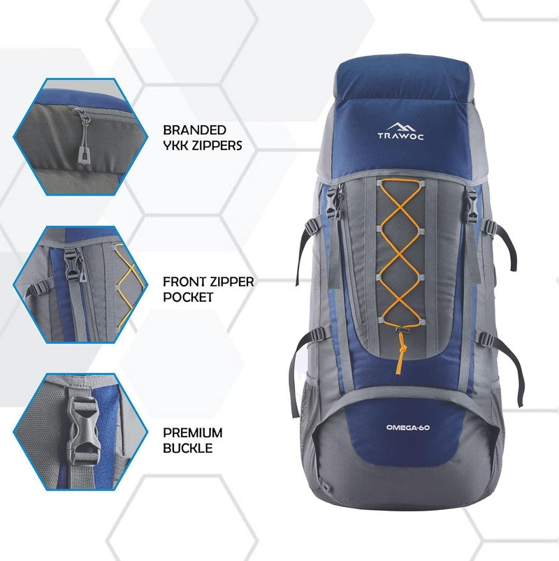 Trawoc حقيبة ظهر TRAWOC OMEGA 60 لتر للتنزه والتخييم - Image 5