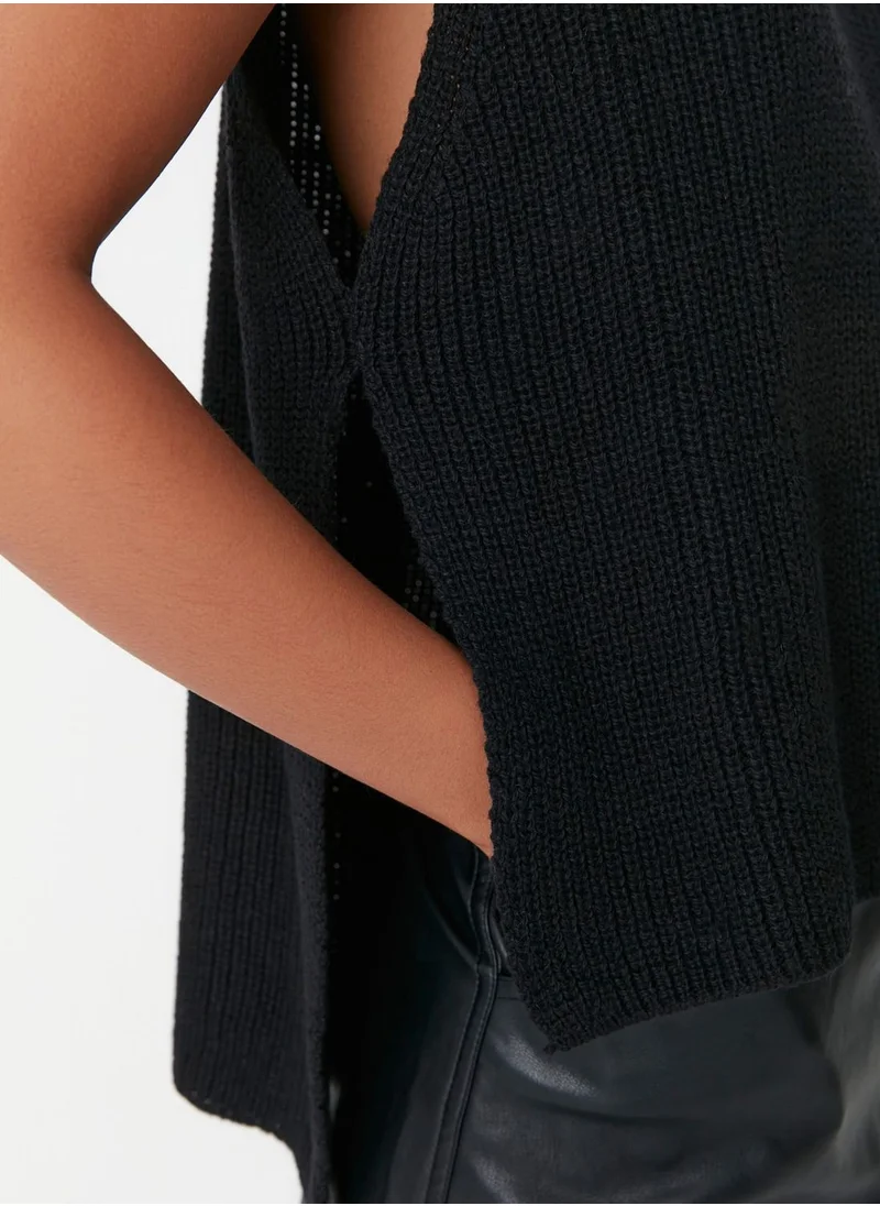 trendyol High Neck Slit Detail Sweater